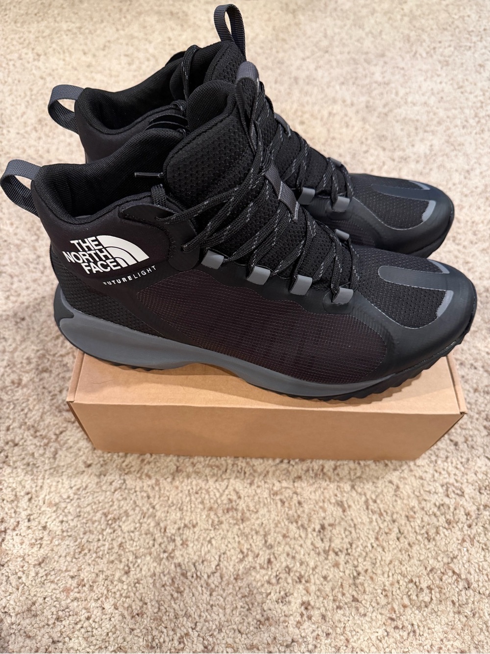 The North Face Wayroute Mid Futurelight Hiking Boots Black Men's Size 12.5